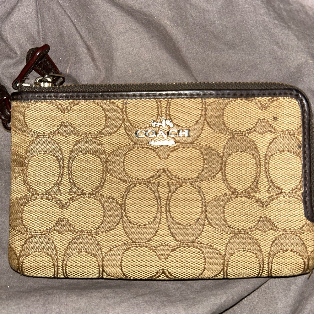 Coach Signature Brown Wristlet